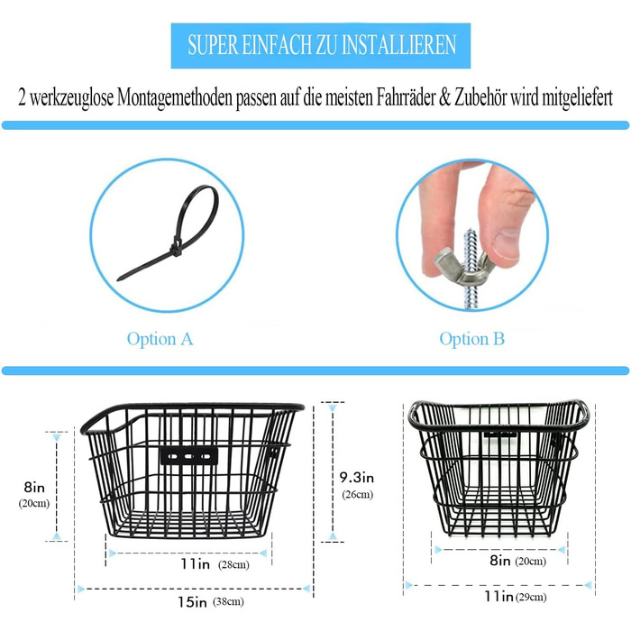 Задній велосипедний кошик з металу, великий, з водонепроникним покриттям та сіткою для багажу. Підходить для собак, покупок, пікніків, шкільних речей. M2