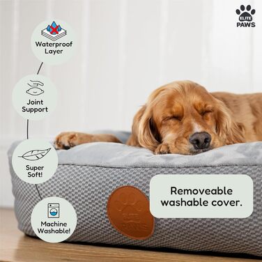 Ліжко для собак Elite Paws UK: ортопедичне, з підкладкою з м'якого плюшу та знімним чохлом з флісу (сірий/світло-сірий). Розмір S (для дуже маленьких порід)