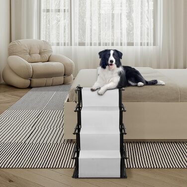 Сходинки для собак - 4 сходинки, портативна пандус для автомобіля, дивана або ліжка, неслизька, витримує до 75 кг (світло-сірий)