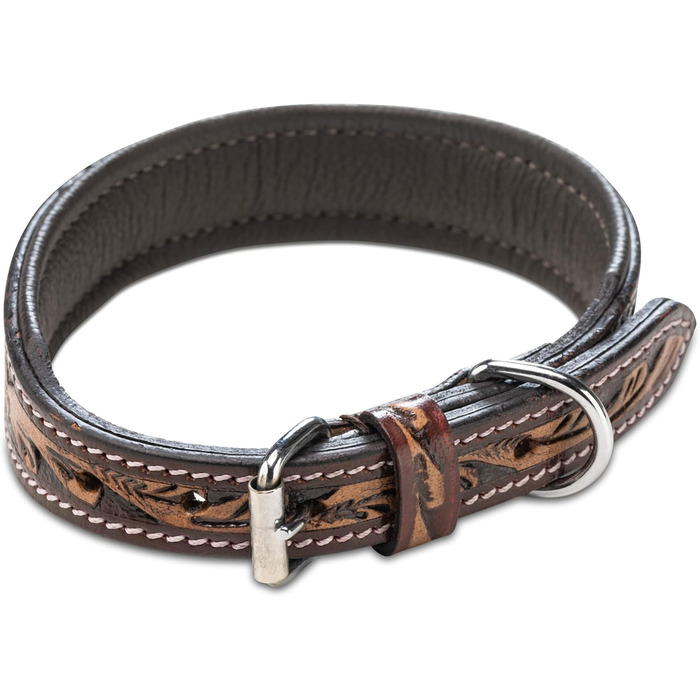 Нашийник для собак Джек Рассел з натуральної шкіри буйвола, регульований, з м'якою підкладкою, ручної роботи, з різьбленням, Alexey (S, 26-34 см)