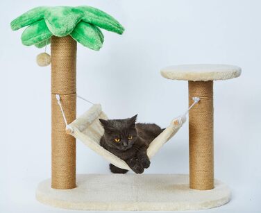 Дряпка для котів LUCKITTY у вигляді пальми з гамаками та іграшкою, когтеточка для кошенят, стовпчик і гамак, меблі для котів