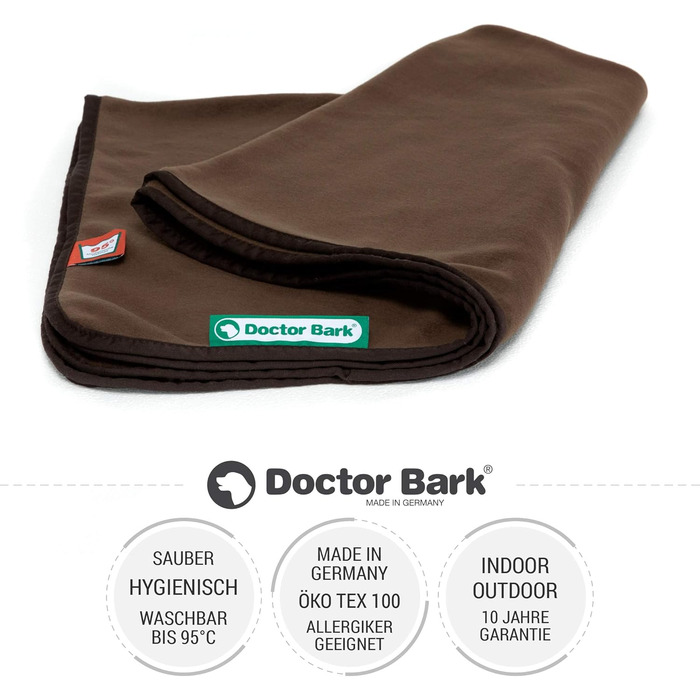 Doctor Bark | М'яка флісова гігієнічна ковдра для собак, пральна до 95°C, для дивану та лежака, коричнева, 100x70 см, преміум-якість, Німеччина
