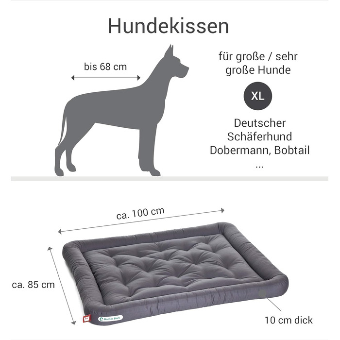Ортопедичне ліжко для собак Doctor Bark, XL (100x85 см), сірий колір, гігієнічне, міцне та зручне, 95°C