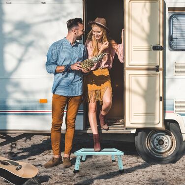 Алюмінієва розкладна сходинка-підставка, 300 кг, 3 сходинки, регульована висота, широка антиковзаюча поверхня, для автодому, саду та сходи для собак, легка та складна (зелена)