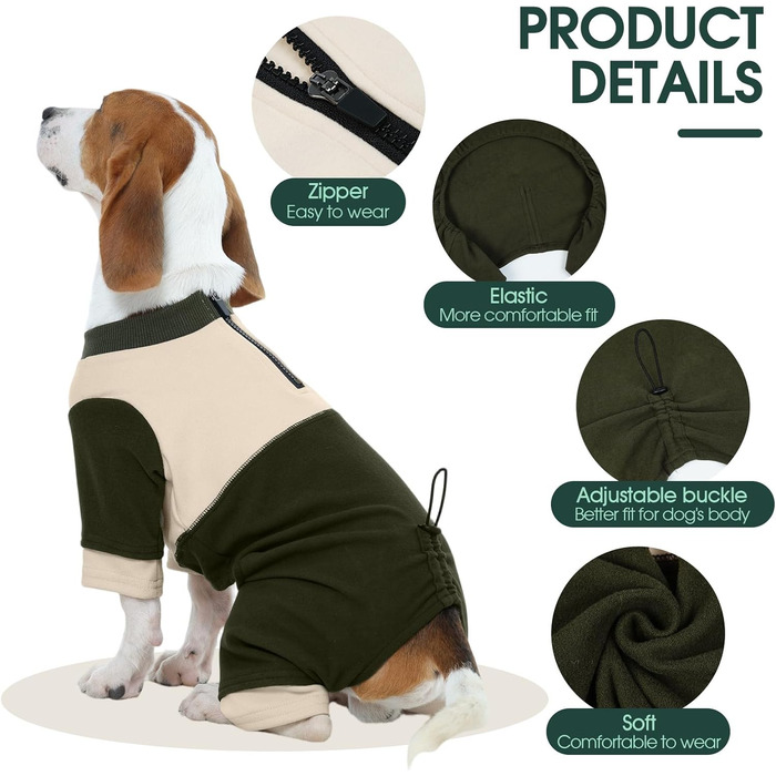 Теплий флісовий костюм для собак Kuoser, зимовий одяг для маленьких собак, зелений, розмір S