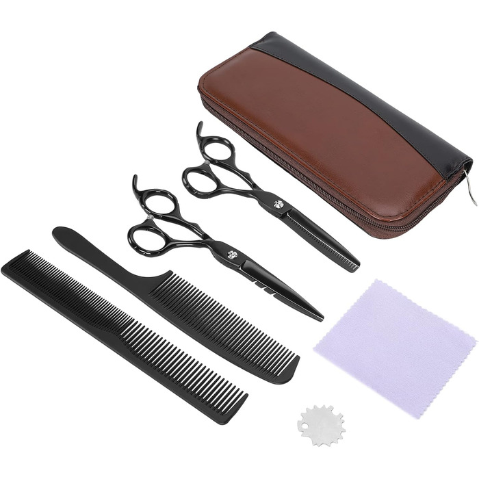 Набір професійних ножиць для грумінгу собак та котів: ножиці для розрідження та прямі, гребінець