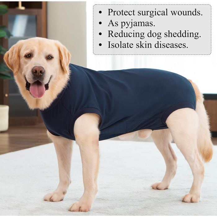 Піжама для собак після операції (кастрації) для цуценят та дорослих, чоловічий крій, S, темно-синій