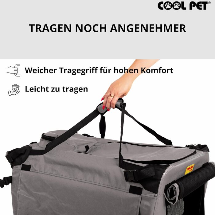 Переносна складана переносна коробка для собак 91х64х64 см (2XL, сірий)