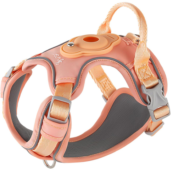 Шлейка для собак TSPRO з тримачем для AirTag, регульована нагрудна стрічка для маленьких собак, з зручною ручкою, міцна та світловідбиваюча для прогулянок, бігу, тренувань (Зелена, розмір 2) Розмір 2 (Окружність шиї 28.5-42 см, Окружність грудей 42-53 см)