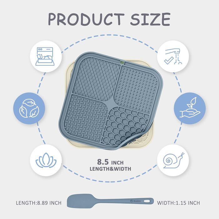 Килимок для собак з присосками, 2 шт. - Килимок для повільного облизування, для заспокоєння та розваги, підходить для дресирування собак, 21.6 x 21.6 см