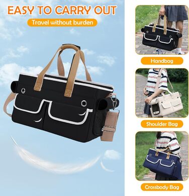 Транспортна переноска для котів та собак ALLSOPETS, складана, чорна