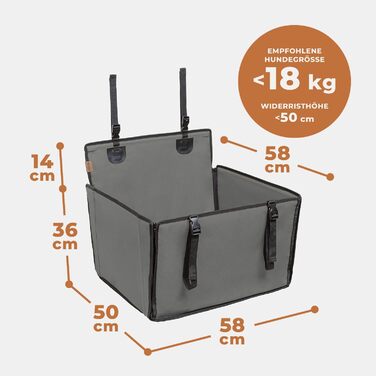 Автокрісло для собак WUGLO Extra Stabiler - надійне автокрісло для собак маленьких та середніх порід, сіре, водонепроникне