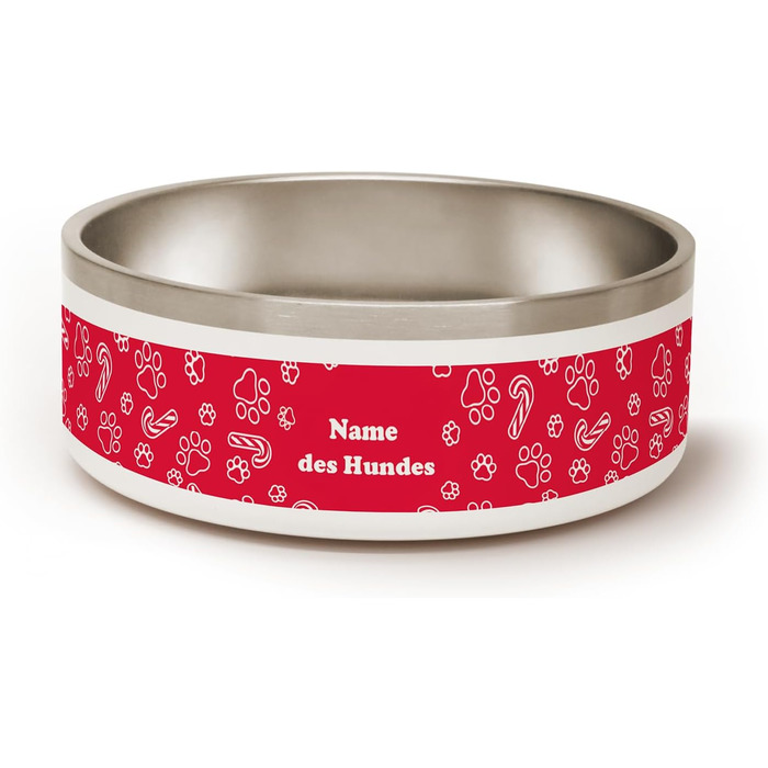 PICANOVA Набір для годування собак та контейнер для ласощів з іменем - персоналізований набір у різдвяному дизайні - керамічний набір для собак як подарунковий набір для власників домашніх тварин - дизайн Candy Bones (набір Candy Canes)