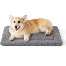 Килимок для собак середніх порід BEDSURE - 74x46 см, сірий, з шаруватим наповнювачем, Sherpa плюш, легко миється