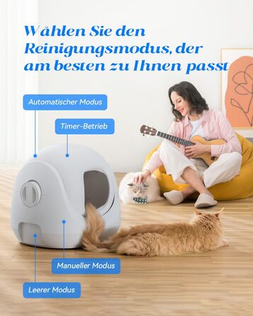 Автоматичний туалет для котів Catlink Baymax з самоочищенням, контролем здоров'я, керуванням через додаток, захистом від блокування, усуненням запахів, 4 режими, для котів 1,5-10 кг