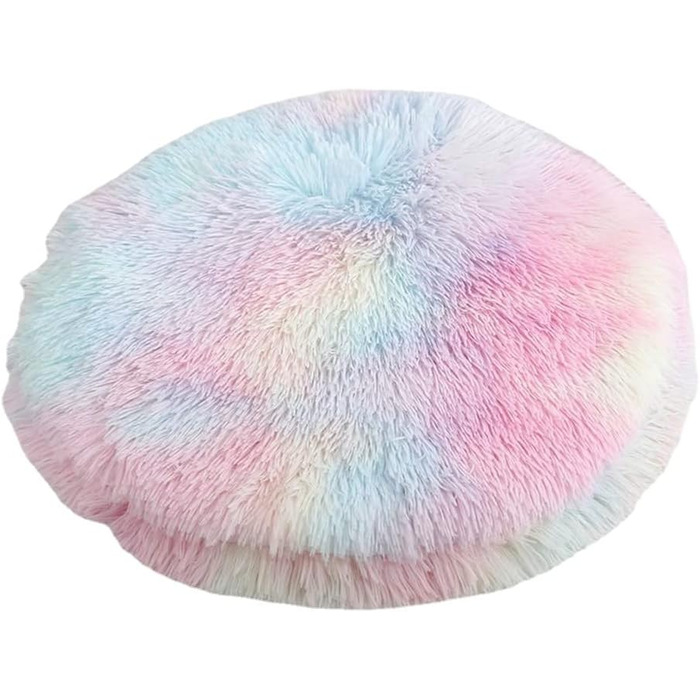 М'яке плюшеве подушкове ліжечко для котів та собак, кругле, тепла підстилка, PP-бавовна, м'яке та зручне, для вітальні (діаметр 57 см), (діаметр 47 см), кольори веселки