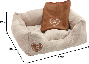 Лежак для домашніх тварин Kerbl Love You, 47x37x17 см / 50x40 см, бежевий, м'який