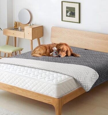 Водонепроникний килимок для собак, антиковзкий та пральний, ковдра для собак та котів, захист дивану від шерсті та подряпин, ідеально підходить для дивану, ліжка, автокрісла (Сірий, 127x152см) (210x210см)