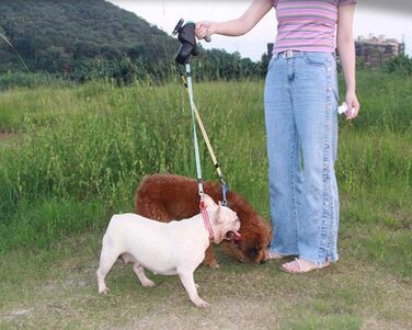 Висувна собача повідка, подвійна повідка для 2 собак, зручна ручка з піни, автоматична повідка, для великих та середніх собак, чорна