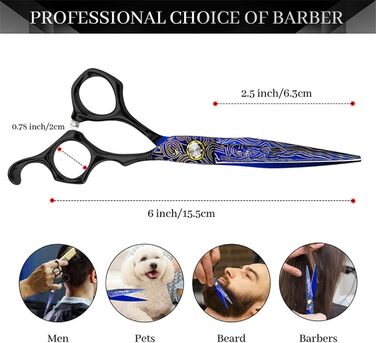 Набір ножиць для грумінгу собак 6 дюймів: прямі та розріджуючі ножиці для професійного догляду за шерстю. Ножиці для грумінгу домашніх тварин з регульованим гвинтом