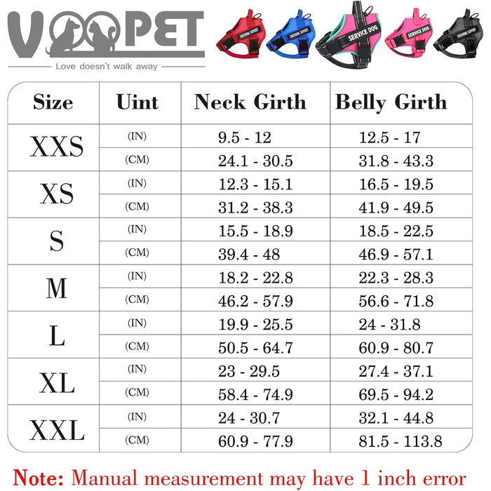 Шлейка для собак Voopet для емоційної підтримки, професійний сервіс, для малих, середніх та великих собак, світловідбиваюча, дихаюча та регульована, запобігає тязі/нудоті, ESA XXS (рожево-рожевий)