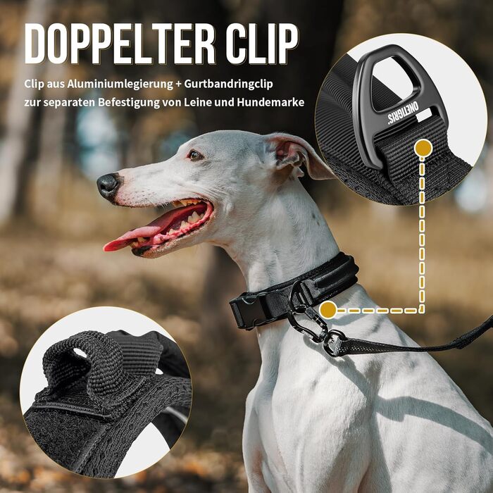 Нашийник для собак OneTigris, тактичний, з ручкою, чорний, S (30-40 см)