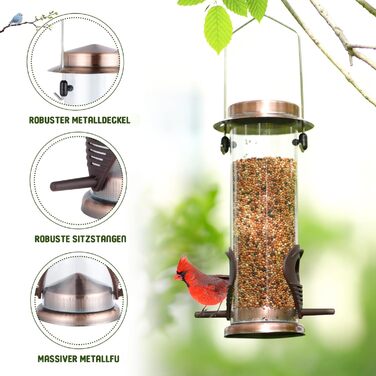 Годівниця для птахів Urban Deco з 2 годівницями, зелена, метал, 2 шт.