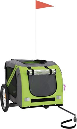 Причіп для велосипеда з собакою, зелений та сірий, Oxford-тканина та метал