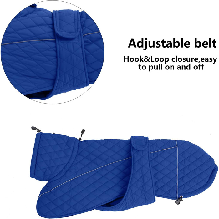 Зимовий теплий куртка Babypet для собак середніх та великих порід, водонепроникний, з блискавкою та отвором, відбиваючий, регульований, для холодних умов, Marineblau (gesteppt)