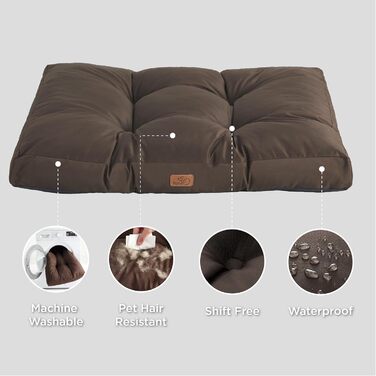 Килимок для собак BEDSURE великих порід, 120x90 см, водонепроникний, коричневий, 10 см заввишки, XL, для активного відпочинку