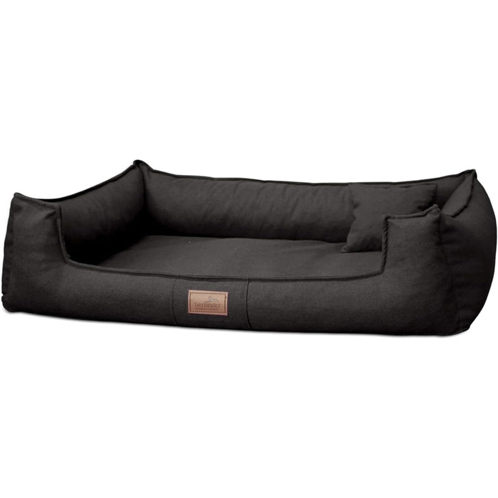 Ортопедичне ліжко для собак Tierlando® Goofy Couture з захистом для матраца, знімний чохол з меблевої тканини, для собак середніх та великих порід, розмір: 90x75 см, колір: чорний