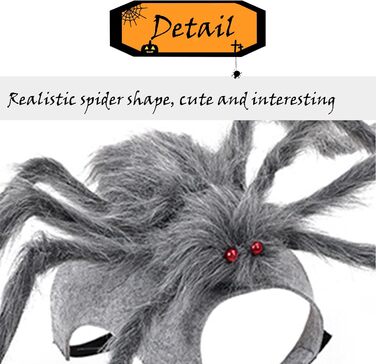 Костюм Павука на Хелловін для собак BAMY, кумедний аксесуар, сірий колір, косплей для домашніх тварин, розмір S (обхват грудей 30–41,9 см)