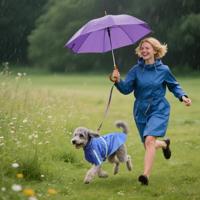 Дощовик для собак PETCUTE з капюшоном, непромокальний, з світловідбиваючими смугами, з отвором для страхувального ременя, для малих, середніх та великих собак (4XL, Темно-синій)