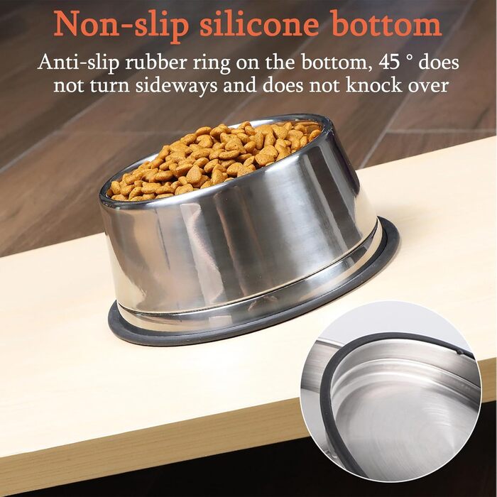 Набір мисок для котів та собак 2-в-1 з нержавіючої сталі з гумовим дном, знімні та стійкі, для цуценят, кошенят, кроликів