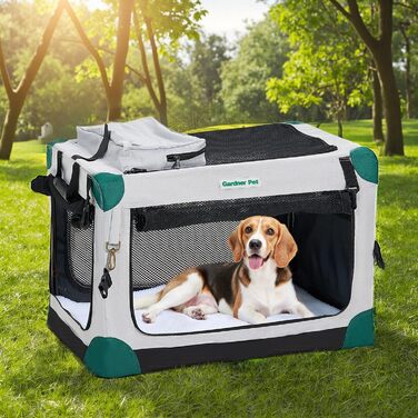 Складана переноска для собак та котів Gardner Pet Hundebox 66x48x48 см, сіра, до 15 кг, з підстилкою та ручками