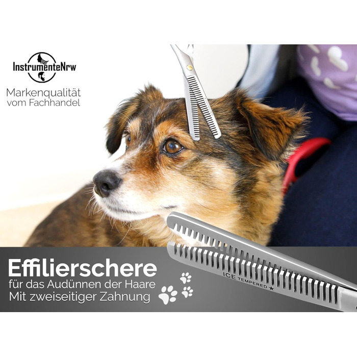 Професійна ножиця для собак, витоншування шерсті, 30 зубців, двостороння, 15.24 см, срібна