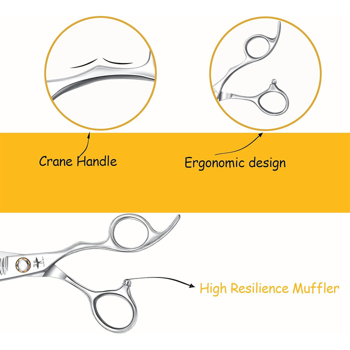 Професійна перукарська ножиця PURPLEBIRD 6 дюймів для стрижки та філірування, з японської сталі 440C, для жінок та чоловіків