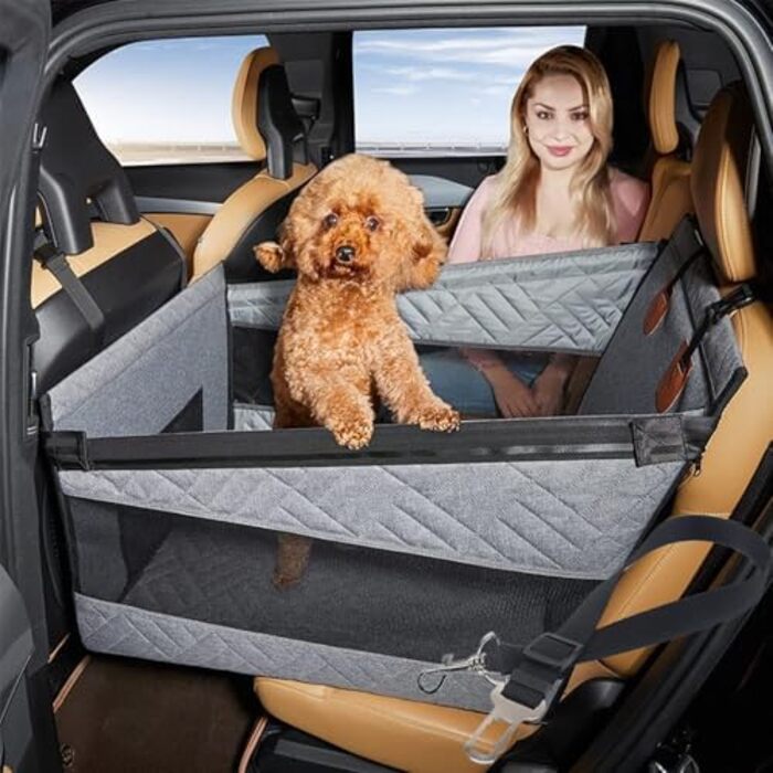 Автокрісло для собак великих порід до 50 кг, стабільне, водовідштовхувальне, неслизьке (сірий, 56x56 см)