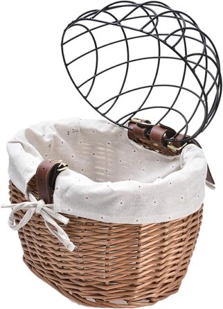 Корзина для тварин на велосипед - плетені з лози, з сіткою, безпечна, знімний ручка, для собак та котів, переноска, безпечний дизайн