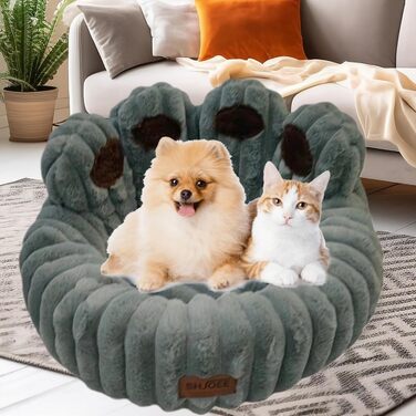 М'яке ліжко для домашніх тварин: ліжко для собак та котів у формі лап ведмедя, діаметр 60 см, сіре