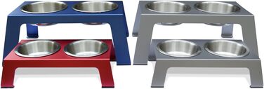 Піднята миска для корму PetFusion для домашніх тварин, преміум якість, анодований алюміній, 10,2 см, сіра, з додатковою плоскою мискою 2,8 см