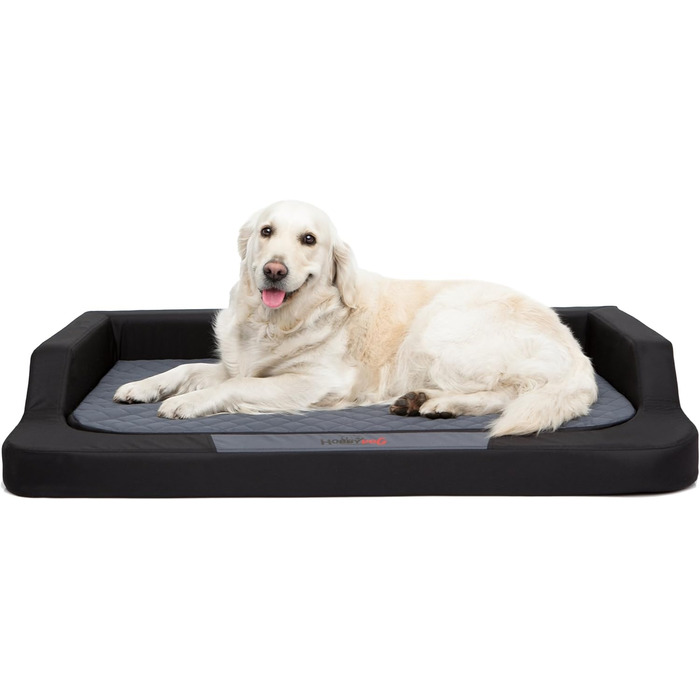 Ліжко для собак Hobbydog XXL Medico Lux, ортопедичне, штучна шкіра, чорне-сіре, 120x80 см