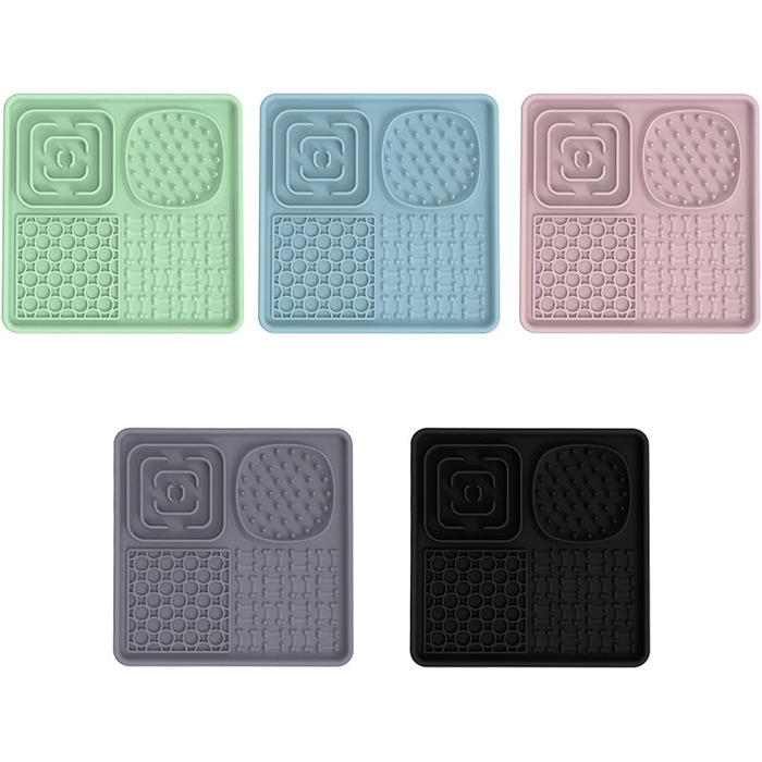 Лежанка-смакота для собак Bibykivn Schleckmatte: антистрес, купання, догляд, дресирування. З присоском. Рожевий+Сірий, квадратна