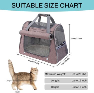 Транспортна сумка для котів та дрібних собак YooxArmor, 45x25x34 см, до 9 кг, червона