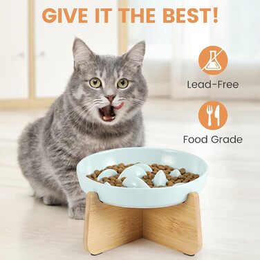 Миска для котів PETTOM Anti-Schling Napf, керамічна, піднята, для повільного годування, для котів та маленьких собак, білий настінний набір