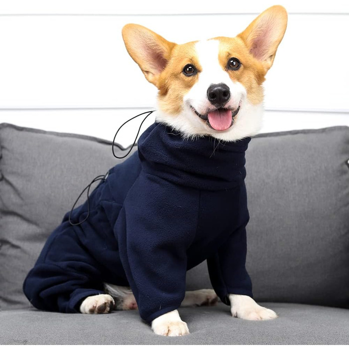 Теплий зимовий пуловер для собак з блискавкою, теплий одяг для чотирилапих, вітронепроникний комбінезон для собак, блакитний, XL (довжина спини 52 см, обхват грудей 70 см)