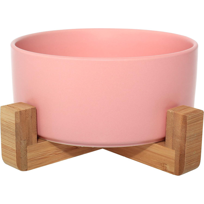 Керамічна миска Pet Wiz для собак та котів з бамбуковим підставкою, піднята миска для зручного годування, 850 мл, 5 кольорів (Морська хвиля)