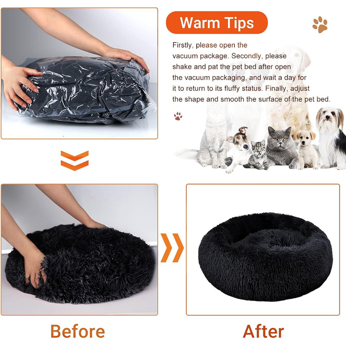 Зручне заспокійливе ліжко для собак середнього розміру, миється, Anti-Angst, ліжко-пончик, розкішне, тепле, м'яке, покращений сон, дивовижне ліжко для котів, затишне, з неслизьким дном