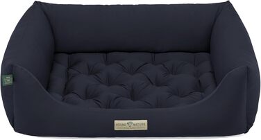 Ортопедичне ліжко для собак HOUND & NATURE Zermatt, корзина для собак середнього розміру з високим бортиком, м'яке собаче ліжко з подушкою (M - 95x70 см), темно-синій