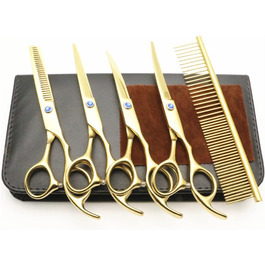 Набір професійних ножиць для грумінгу тварин з нержавіючої сталі, 6 дюймів, для собак та котів, безпечні та гострі, фіолетовий (золотий)